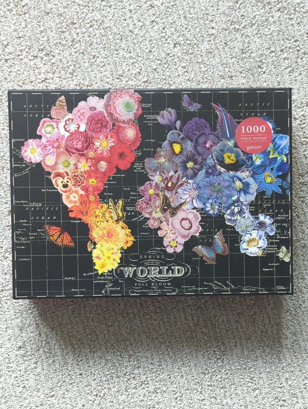 Galison Puzzle Spring Map of the World Full Bloom 1000 Piece Jigsaw Puzzle